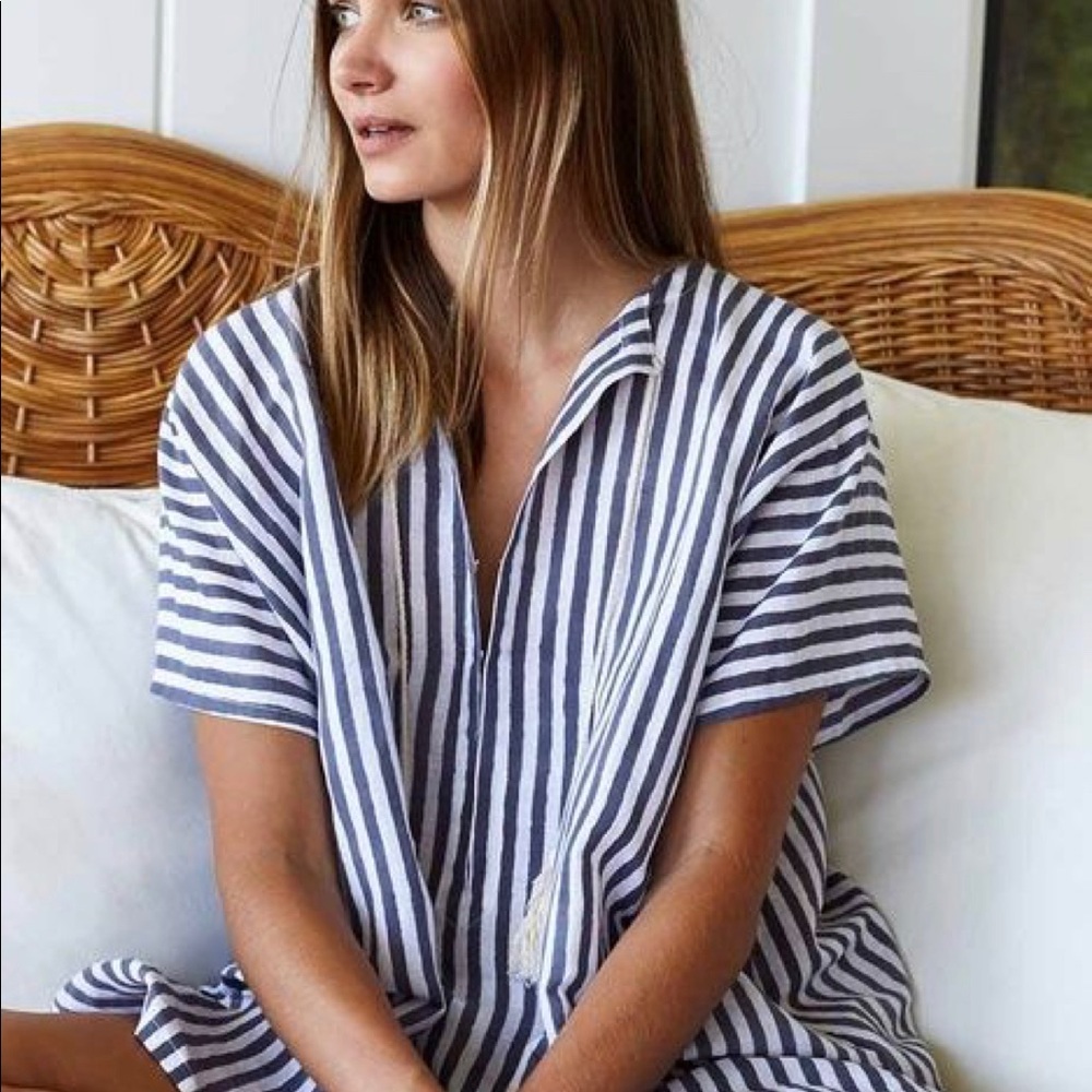 Emerson Fry Ocean Gray Stripe Caftan